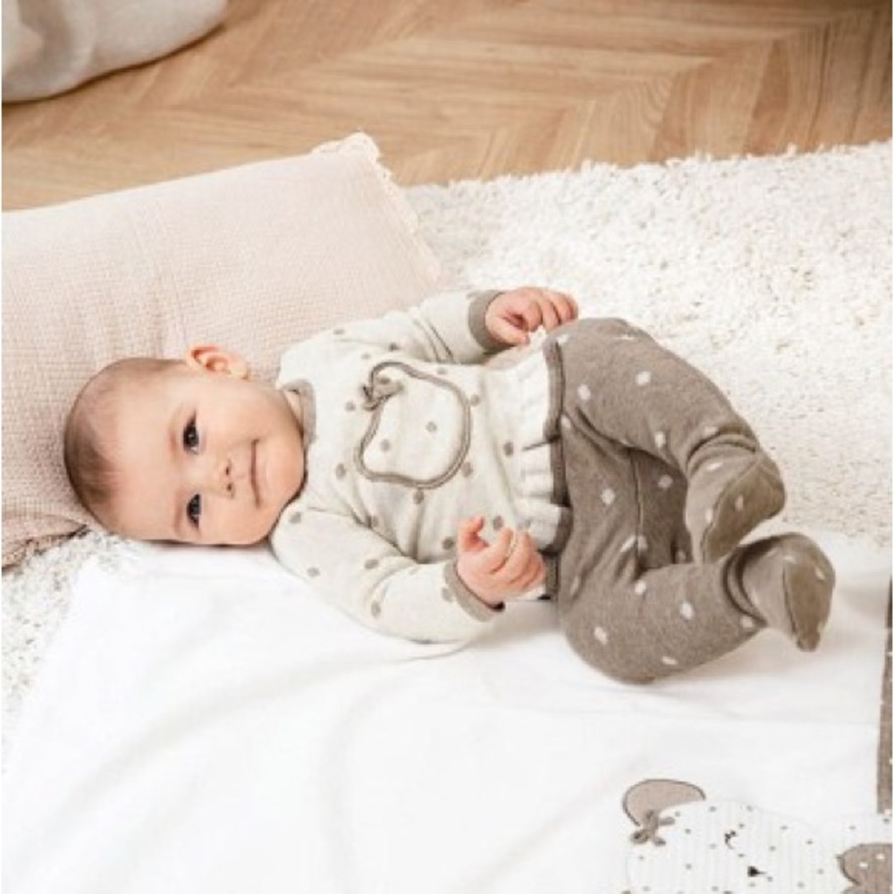 Size 6-9 months Mayoral Cream and Brown Kids Matching Set
